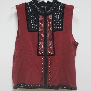 🎄Christopher & Banks | red embroidered vest